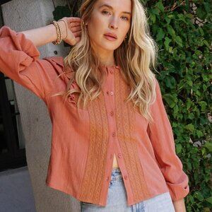 LUMIERE FLUTTER & LACE BLOUSE